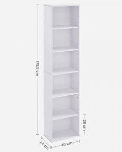 Biblioteca Vasagle, Model Monica, 40x24x178.5 cm, Transparent/Alb - Img 5