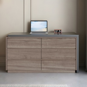 Birou multifunctional cu sertare integrate Model Reaze, Nuc/Antracit, 120x50x73.5 cm - Img 2