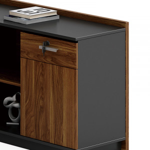 Birou pe colt dreapta Oscar nuc - antracit 200x180x76cm - Img 4