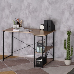 Birou pe colt Model Merlin, Stejar/Negru, 120x73x75 cm - Img 2