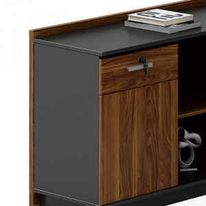 Birou pe colt stanga Oscar nuc - antracit 220x180x76 cm - Img 5