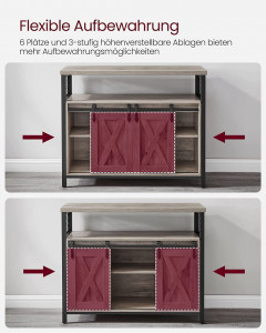 Bufet Multifuncțional cu 2 uși glisante Model Nellie, Gri/Negru, 100x33x80 cm - Img 5