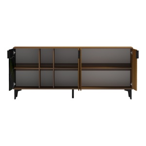Bufet Riba, Nuc/Negru cu aspect de marmură, 180 x 40 x 78 cm - Img 2