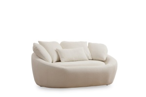 Canapea 2 locuri Midye Crem 155x120x67 cm - Img 3