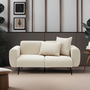 Canapea 2 locuri Side Crem 130x61x42 cm - Img 1