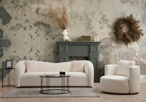Canapea 3 locuri Asos Crem 225x76x75 cm - Img 1