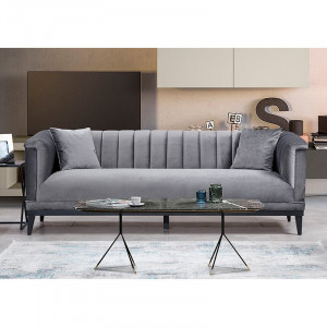 Canapea 3 locuri PWF-0541 catifea antracit 255x89x79cm - Img 2