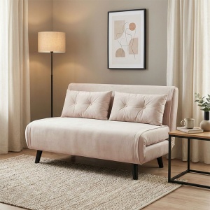 Canapea Extensibila 2 Locuri Josuane, bej, 122x80x81 cm
