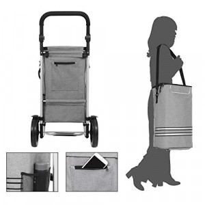 Carucior pentru cumparaturi, Songmics, Gri, 44x35x100 cm - Img 5
