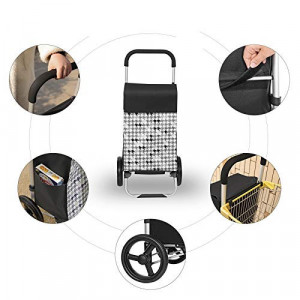 Carucior pentru cumparaturi, Songmics, Negru, 47x33x97 cm - Img 3