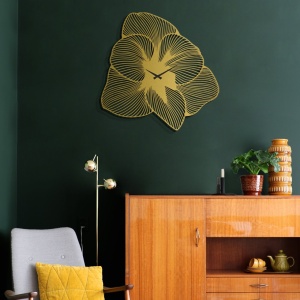 Ceas de perete decorativ din metal Azalea Auriu 70x70 cm - Img 2
