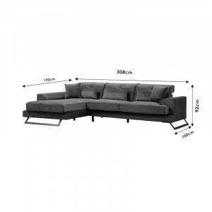 Coltar dreapta PWF-0575 material textil albastru 308/190x92cm - Img 6