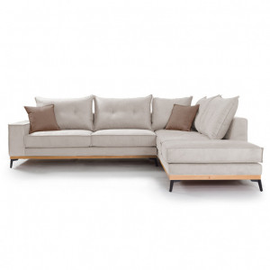 Coltar Stanga Luxury II Crem - Mocha - Negru 290x235x90 cm - Img 2