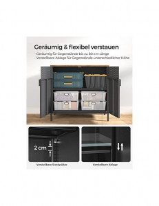 Comoda cu 2 usi, Songmics, 80 x 40 x 76 cm, LSC102B01, Gri - Img 3
