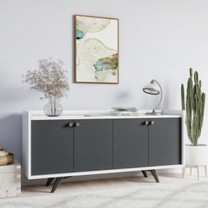 Comoda Model Bled, Antracit/Alb, 150x40x75 cm - Img 1