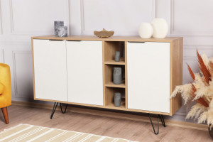 Comoda Model Clara, Stejar/Alb, 142x35.6x83 cm - Img 1