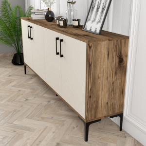 Comoda Model Kiev, Nuc/Crem, 180x35x78 cm - Img 4