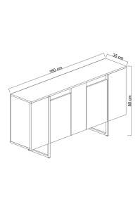 Comoda Model Luxe, Antracit/Negru, 160x35x80 cm - Img 6