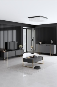 Comoda Model Luxe V1, Auriu/Nuc, 160x35x80 cm - Img 2