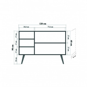 Comoda Model Mega V1, Stejar sonoma, 120x36x90 cm - Img 8