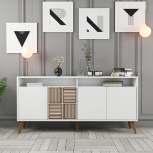 Comoda Model Milan, Alb, 160x35x78 cm - Img 1