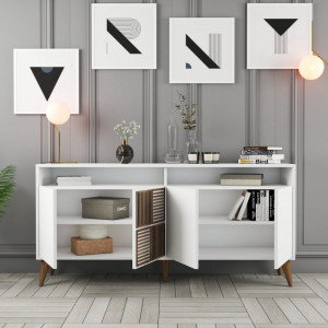 Comoda Model Milan, Alb, 160x35x78 cm - Img 4
