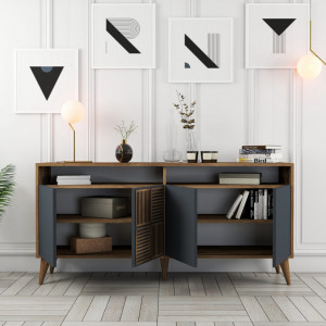 Comoda Model Milan, Nuc/Antracit, 160x35x78 cm - Img 4