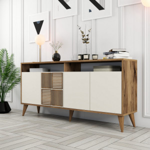 Comoda Model Milan, Nuc/Crem, 160x35x78 cm - Img 2