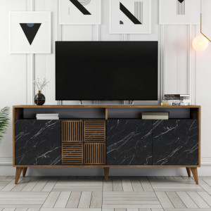Comoda Model Milan, Nuc/Negru marmorat, 180x35x78.6 cm - Img 5