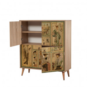 Comoda Model Multilux-732, Stejar sonoma, 95x36x111 cm - Img 6