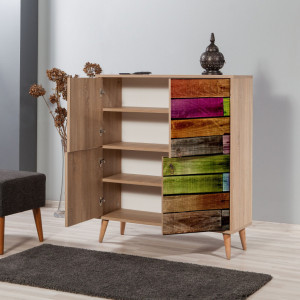 Comoda Model Multilux, Stejar sonoma, 95x36x111 cm - Img 3
