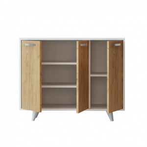 Comoda Model Piffa, Stejar/Alb, 100x35x82 cm - Img 3