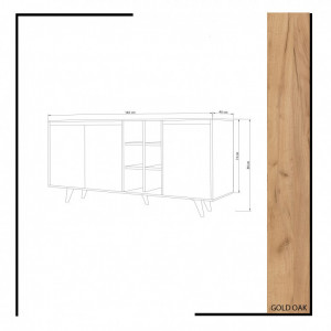 Comoda Model Seria, Stejar/Alb, 140x40x86 cm - Img 4