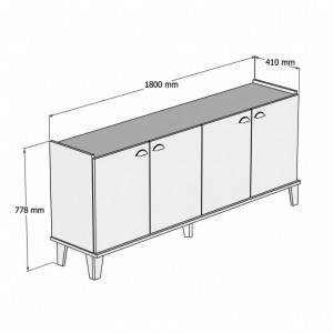 Comoda Model Sumer, Stejar/Negru marmorat, 180x41x77.8 cm - Img 6