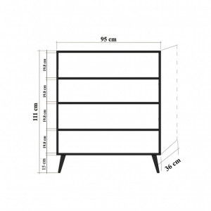 Comoda Model Swan, Alb/Negru, 95x36x111 cm - Img 6