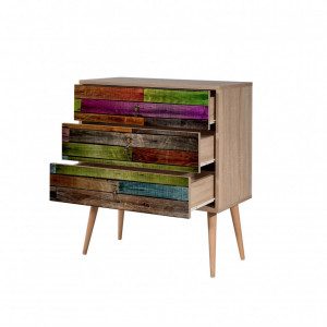 Comoda Model Trio, Stejar sonoma/Multicolor, 80x40x90 cm - Img 5