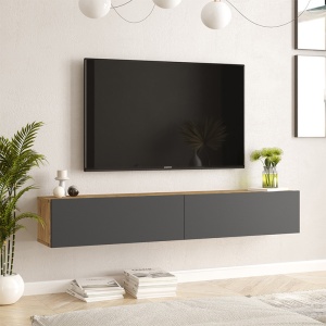 Comoda TV de perete Dello culoare antracit - sonoma 180x31.6x29.6cm - Img 3