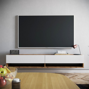 Comoda TV Pako World, Model Handra, 180x31.5x29.5 cm, Alb/Stejar - Img 4
