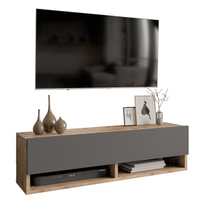 Comoda TV Roscoe, suspendata, Antracit/Stejar, 100 x 31,5 x 29 cm