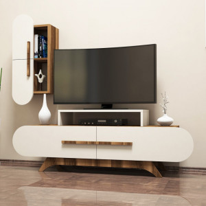 Comoda TV Rose S - Walnut, Crem - Img 1
