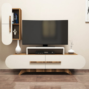 Comoda TV Rose S - Walnut, Crem - Img 2
