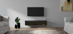 Comoda TV Salvador, Model Arges, 141x31x30 cm, Antracit - Img 2