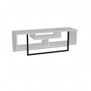 Comoda TV Salvador, Model Asal, 119.4x40.2x35.2 cm, Alb/Negru - Img 3