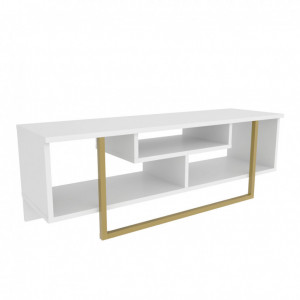 Comoda TV Salvador, Model Asal, 120x40.2x35.2 cm, Auriu/Alb - Img 5