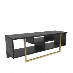 Comoda TV Salvador, Model Asal, 120x40.2x35.2 cm, Negru/Auriu - Img 5