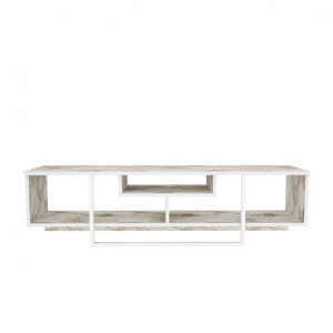 Comoda TV Salvador, Model Asal, 150x40x35.2 cm, Alb/Alb marmorat - Img 5