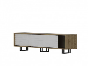 Comoda TV Salvador, Model Askal, 180x47.4x35 cm, Stejar/Alb - Img 4