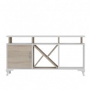 Comoda TV Salvador, Model Ay, 120x53.6x29.5 cm, Alb/Stejar Cordoba - Img 4