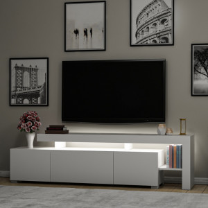 Comoda TV Salvador, Model Beliz, 192x53x37 cm, Alb - Img 1