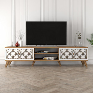 Comoda TV Salvador, Model Class, 180x44x35 cm, Nuc/Alb - Img 1